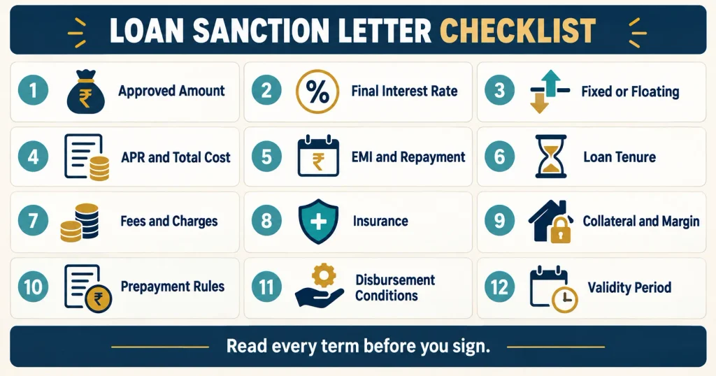 Loan sanction letter checklist for Indian borrowers